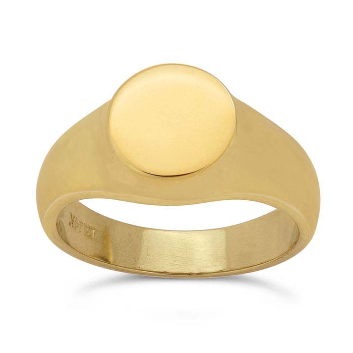 14K Yellow Gold 10mm Round Signet Rings