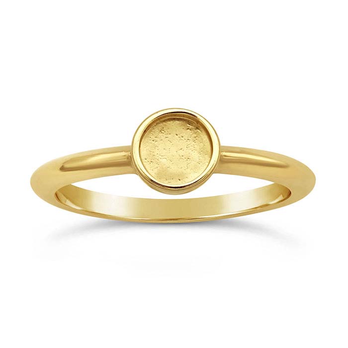 14K Yellow Gold Round Cabochon Ring Mountings