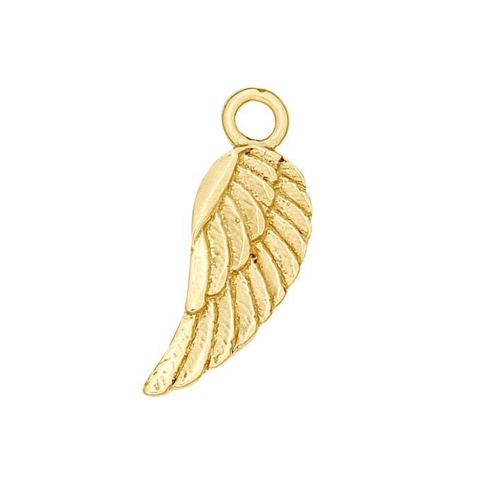 14K Yellow Gold Angel Wing Charm