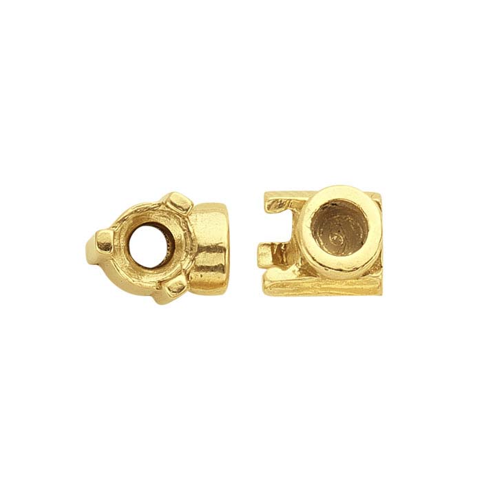 14K Yellow Gold 3mm Round End Cap Mounting for Flex Tube Bracelet