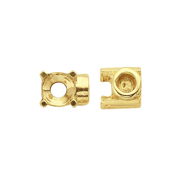 14K Yellow Gold 4mm Round End Cap Mounting for Flex Tube Bracelet