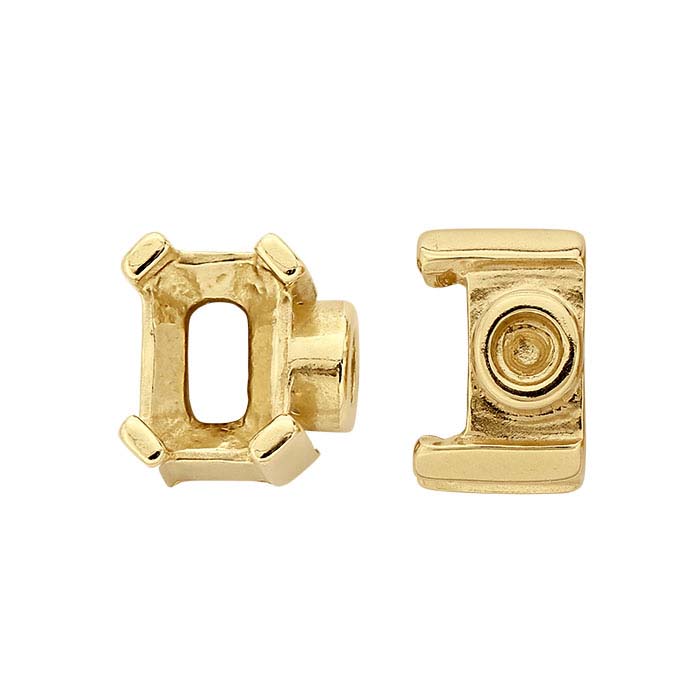14K Yellow Gold 6 x 4mm Octagon End Cap Mounting for Flex Tube Bracelet