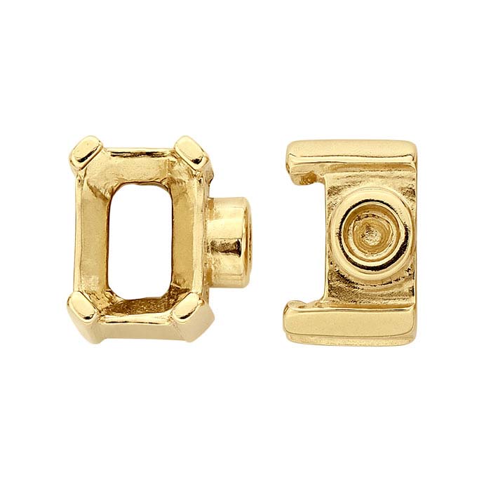 14K Yellow Gold 7 x 5mm Octagon End Cap Mounting for Flex Tube Bracelet