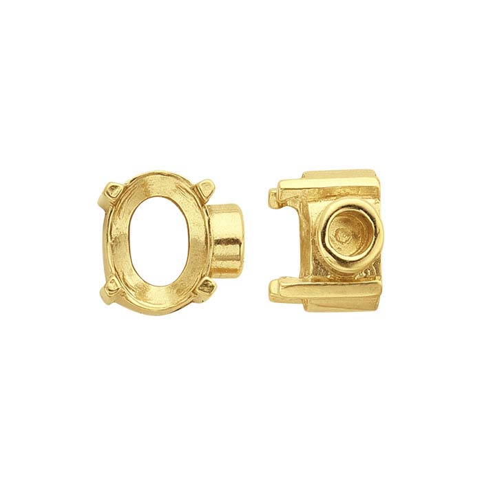 14K Yellow Gold Oval End Cap Mountings for Flex Tube Bracelet