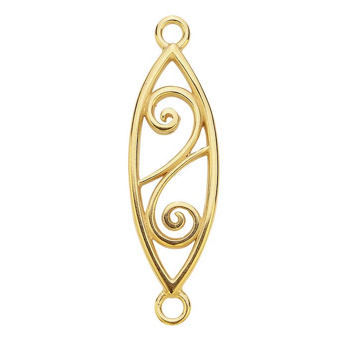 14K Yellow Gold Marquise Filigree Link Component