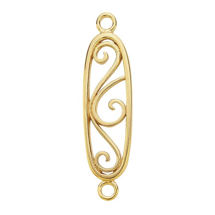 14K Yellow Gold Oval Filigree Link Component