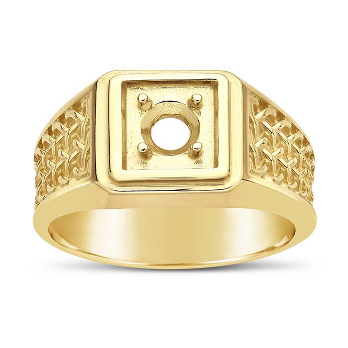 14K Yellow Gold Woven 5mm Round Ring Mounting