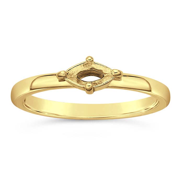 14K Yellow Gold 6 x 3mm Marquise Ring Mountings