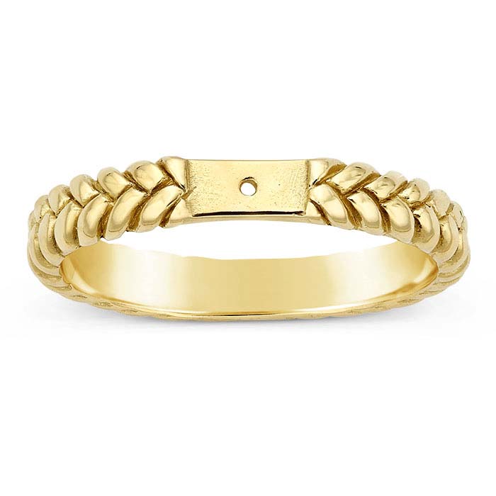 14K Yellow Gold Braided Ring Shank with Hole