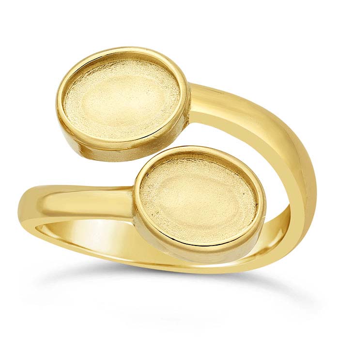 14K Yellow Gold Bypass Oval Cabochon Ring Mountings
