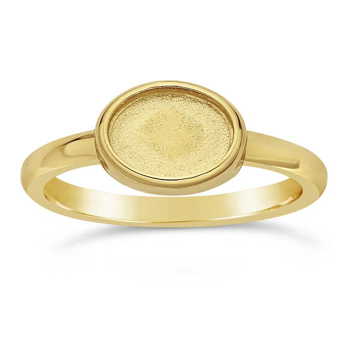 14K Yellow Gold Oval Cabochon Ring Mountings
