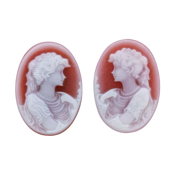 Red Agate 14 x 10mm Oval Portrait Cameo