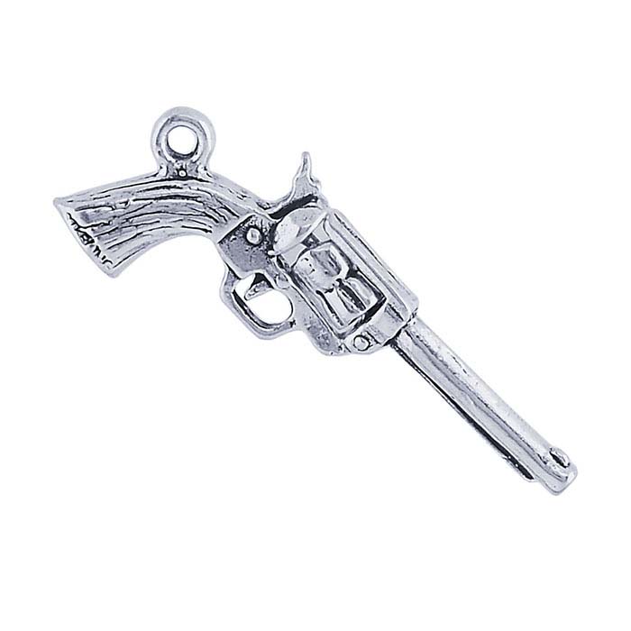 Sterling Silver 3D Six-Gun Charm