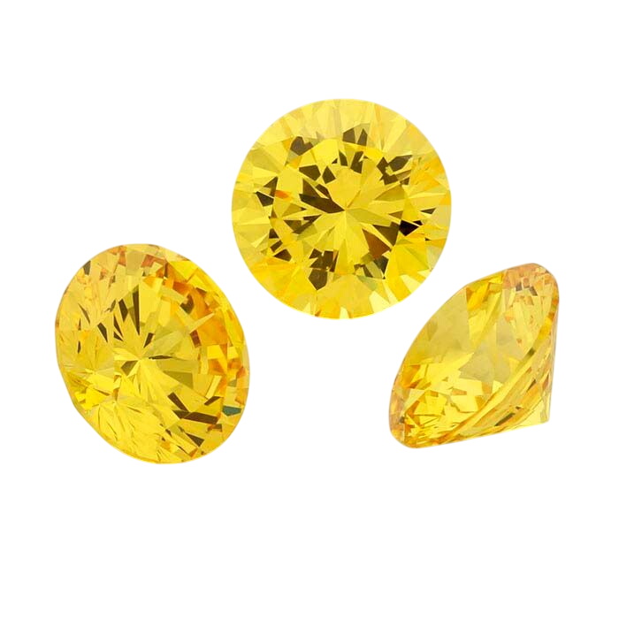 Yellow CZ Round Faceted Stones