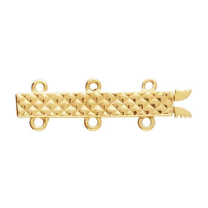 14K Yellow Gold Slide Clasp, 3-Strand