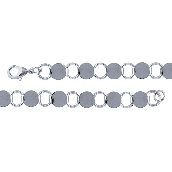 Steel Imitation Rhodium-Plated 9.6mm Round Ring and Connector Bracelet