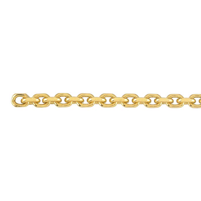 14K Yellow Gold 2.3mm Diamond-Cut Oval Cable Chain, By the Inch