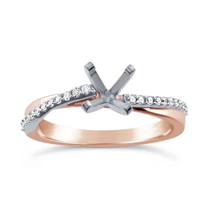 14K Rose Gold .75-Ct. Round Semi-Mount Engagement Ring Mounting