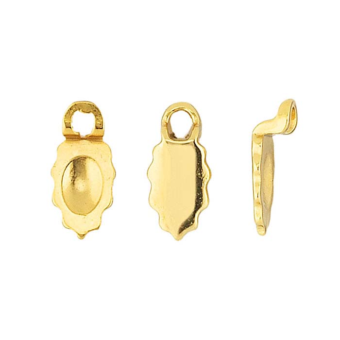 Base Metal 18K Yellow Gold-Plated Leaf Glue-On Bail