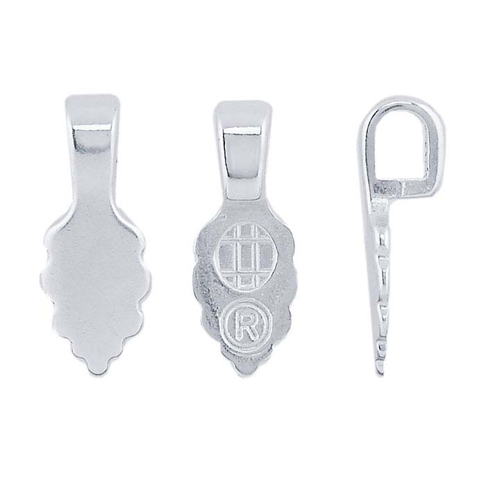 Base Metal Silver-Plated Leaf Glue-On Pendant Bail