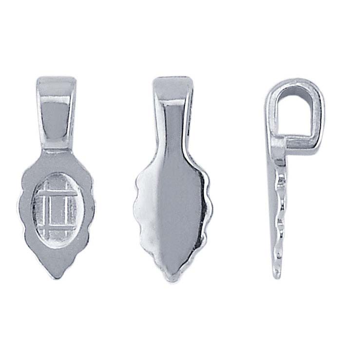 Base Metal Nickel-Plated Leaf Glue-On Pendant Bail