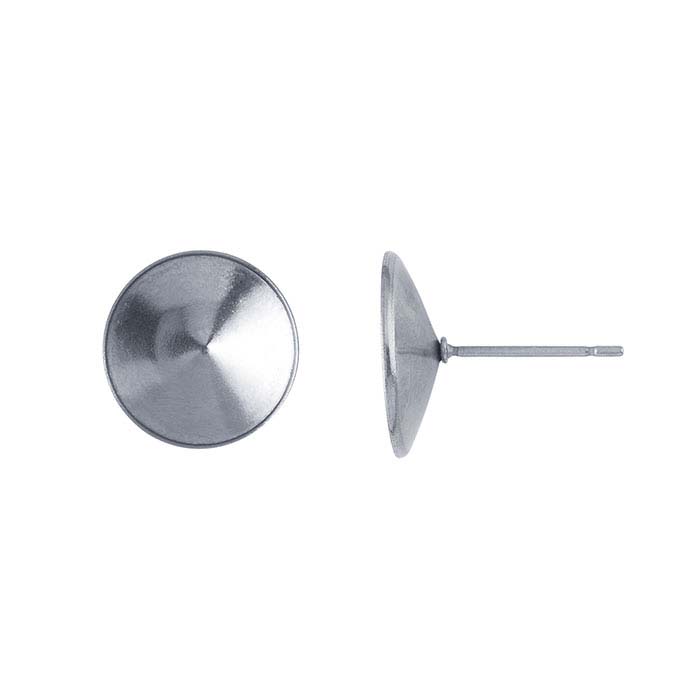 Stainless Steel 12mm Round Rivoli Post Earring Mounting