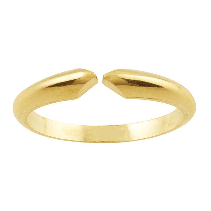 14K Yellow Gold Heavyweight Half-Round Pinched Ring Shank, 6-Prong