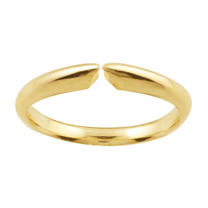 14K Yellow Gold Pinched Half-Round Comfort Fit Ring Shank, 4-Prong