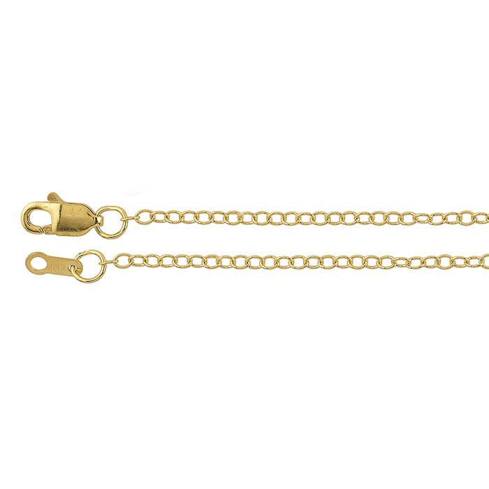 18K Yellow Gold 1.5mm Oval Cable Chains