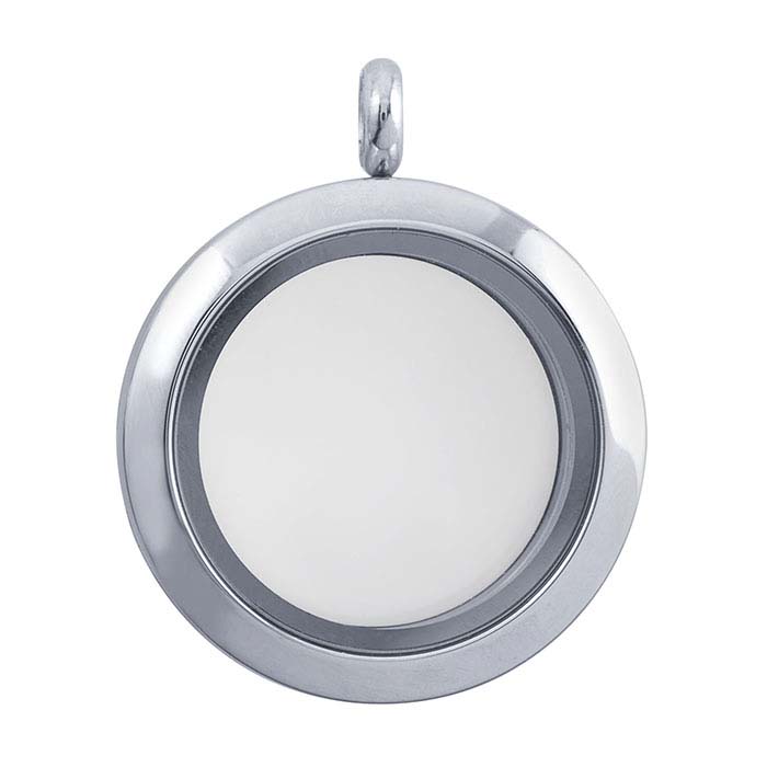 Stainless Steel Round Floating Glass Locket Pendant