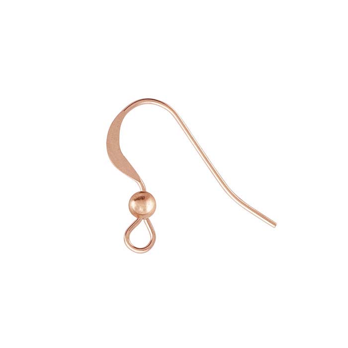 14/20 Rose Gold-Filled Flattened Ear Wire with Loop and Bead