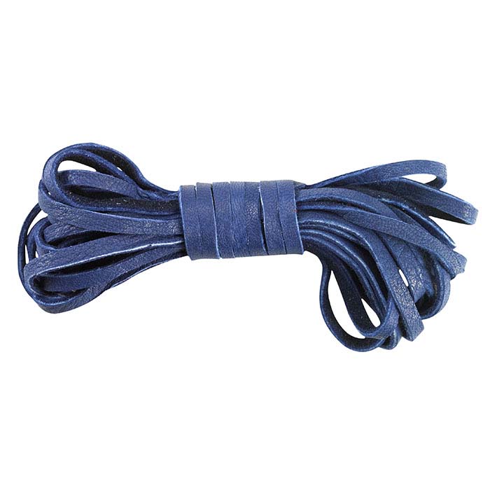 Cobalt Deer Hide Leather 3mm Flat Cord, 12 ft.
