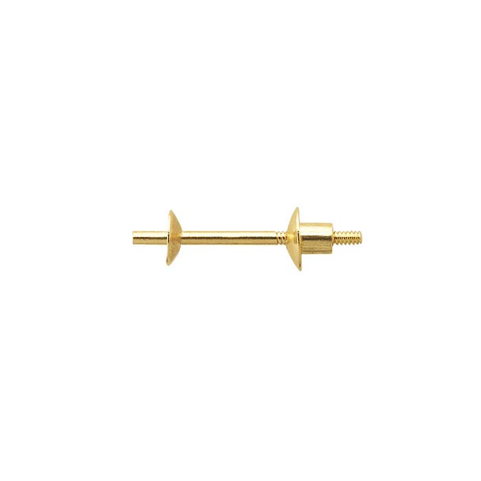 14K Yellow Gold Double-Ended Pearl Post Earring Mounting