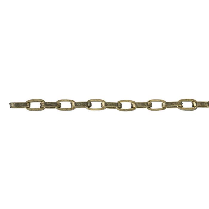 Steel Antique Brass-Finished 2.7mm Flat Oval Cable Chain, 20-ft. Spool