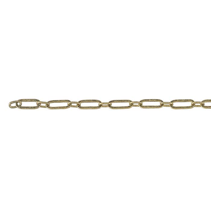 Brass Antique-Finish 2.8mm Flat Long & Short Chain, 20-ft. Spool