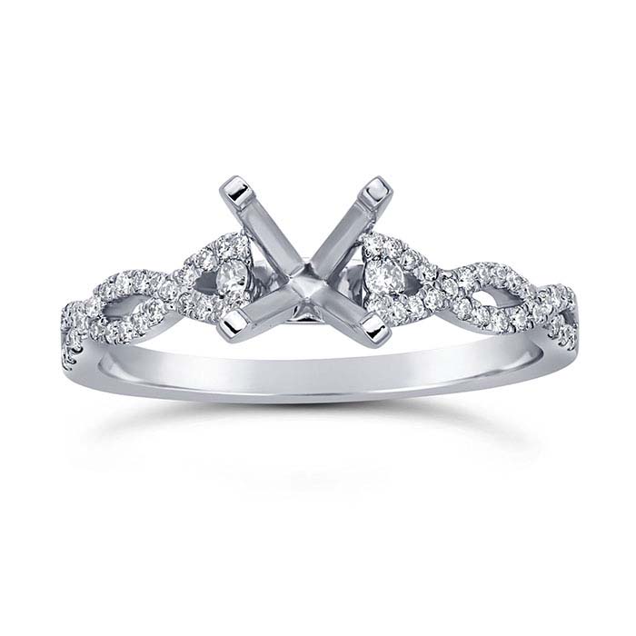 Platinum 1-Ct. Round Semi-Mount Engagement Ring Mounting