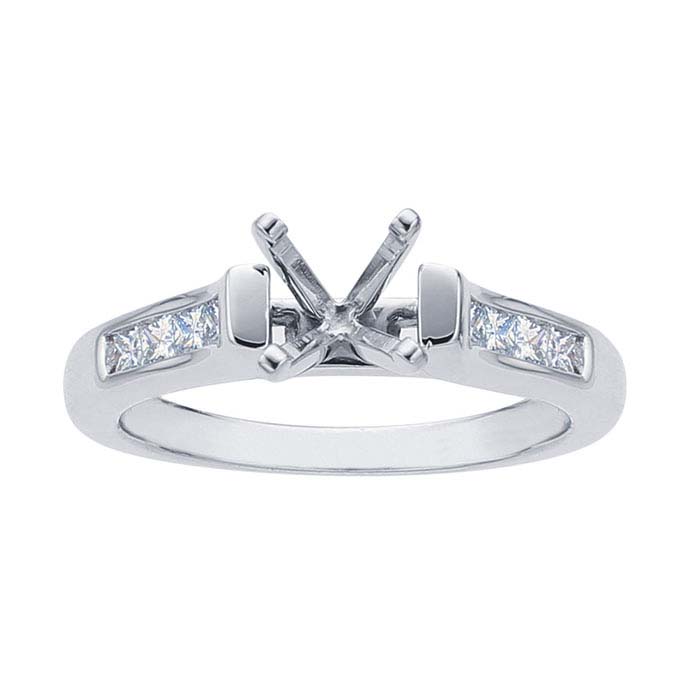 Platinum 1-Ct. Round Semi-Mount Engagement Ring Mounting