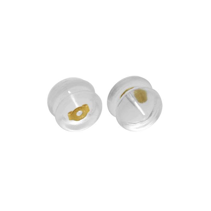 14K Yellow Gold Silicone-Covered 6mm Mushroom-Style Friction Ear Nut