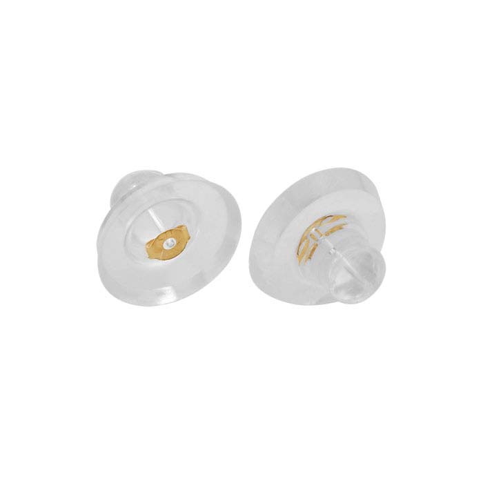 14K Yellow Gold Silicone-Covered 6mm Friction Ear Nut with Disc