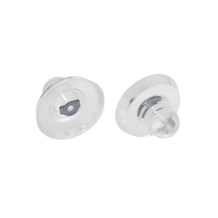 14K White Gold Rhodium-Plated Silicone-Covered 6mm Friction Ear Nut with Disc
