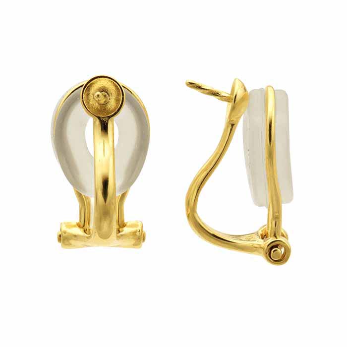14K Yellow Gold Omega Pearl Ear Clip Mounting