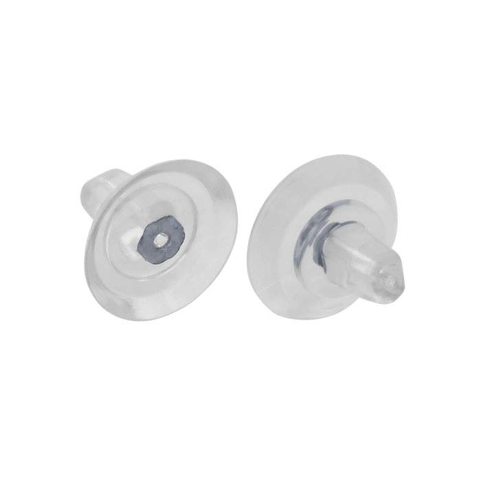 14K White Gold Rhodium-Plated Silicone-Covered 7.6mm Friction Ear Nut