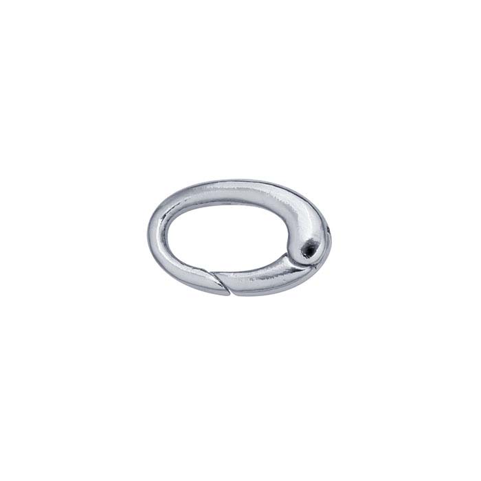 Brass Imitation Rhodium-Plated Oval Push Clasp