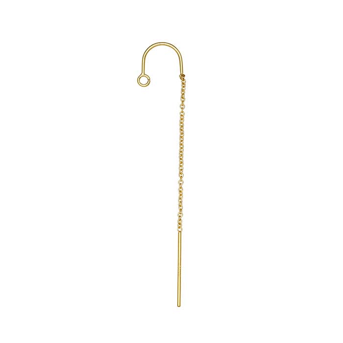 14/20 Yellow Gold-Filled Cable Chain Ear Thread with U-Bar and Open Ring