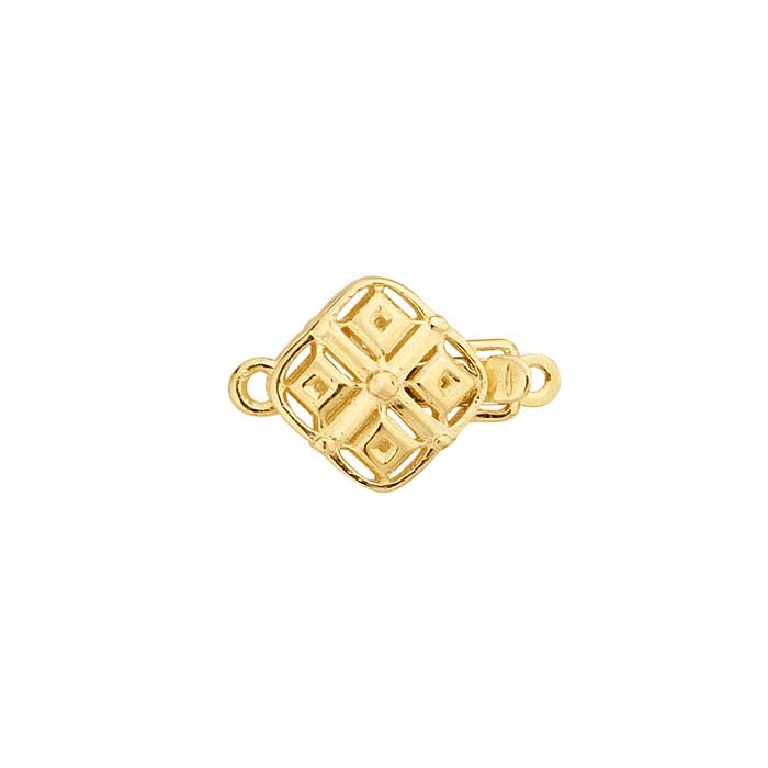 14K Yellow Gold Open Diamond Pattern Safety Clasp