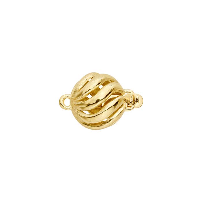 14K Yellow Gold Open Wide Swirl Safety Clasp