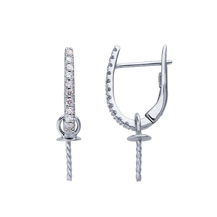 14K White Gold Lever-Back 4mm Pearl Ear Wire Mounting