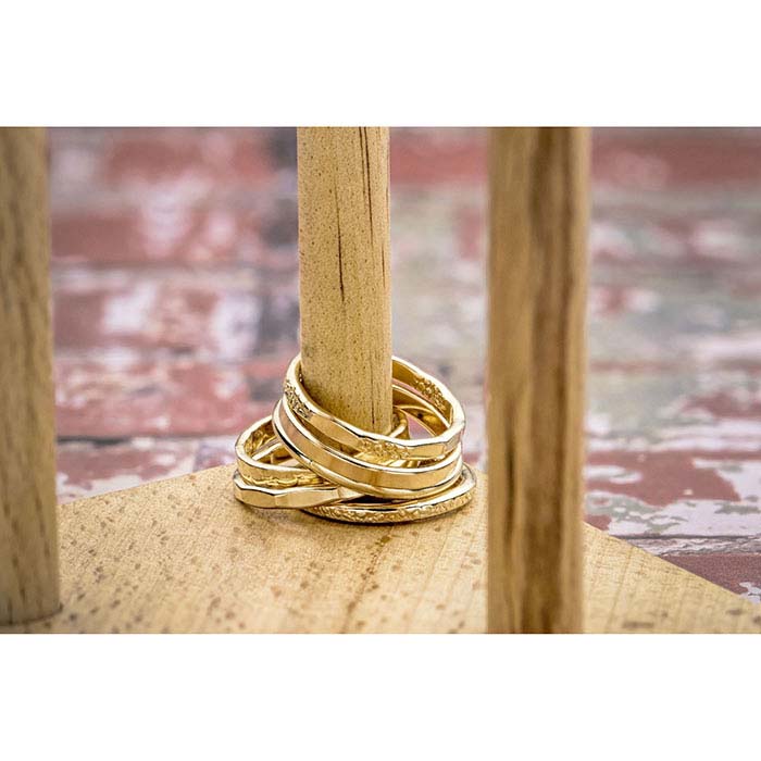 14/20 Yellow GoldFilled Hammered Flat Wire Stackable Ring