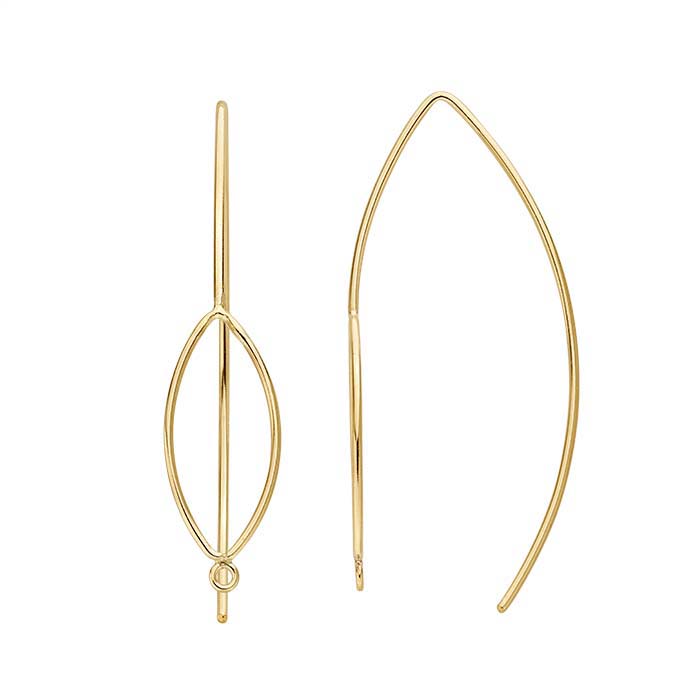 14/20 Yellow Gold-Filled Open Accent Marquise Ear Wire with Closed Ring