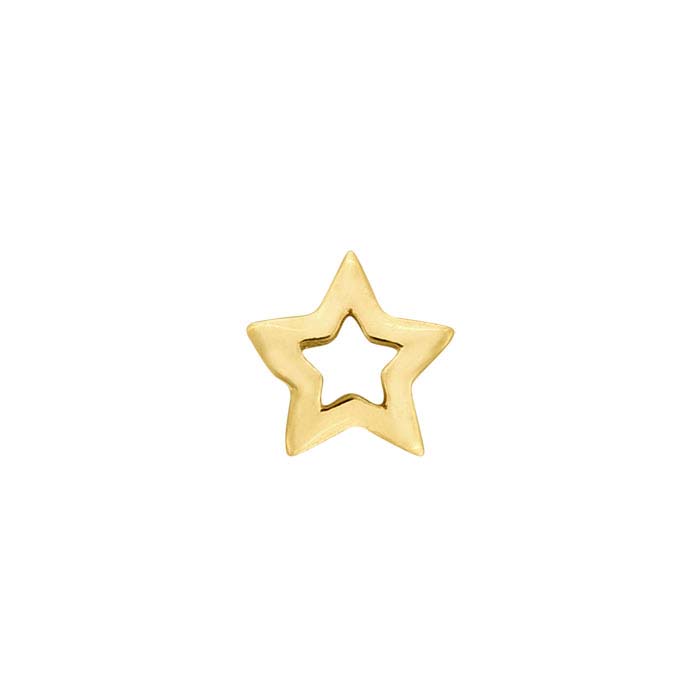 14K Yellow Gold Open Star Component for Floating Glass Lockets